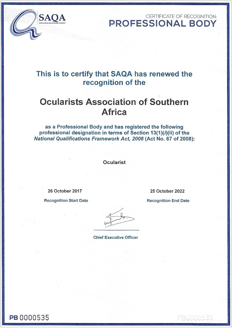 OASA Professional Body certificate